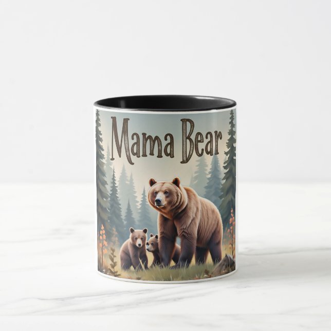 Brown Mama Bear Cubs Forest Mothers Day Mug (Center)