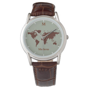 brown map of the world watch