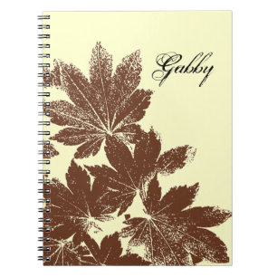 Brown Maple Leaf Stamp Spiral Notebook