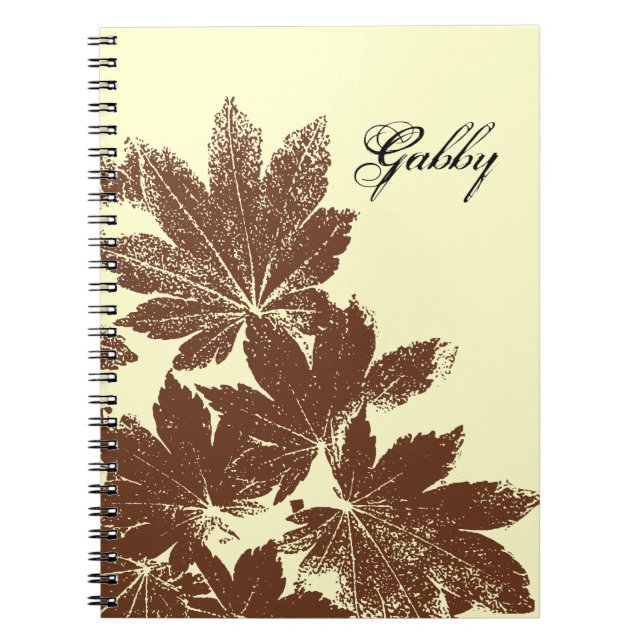 Brown Maple Leaf Stamp Spiral Notebook (Front)