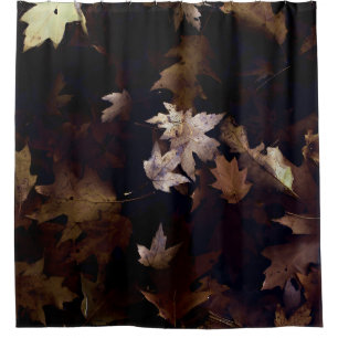 BROWN MAPLE LEAVES SHOWER CURTAIN