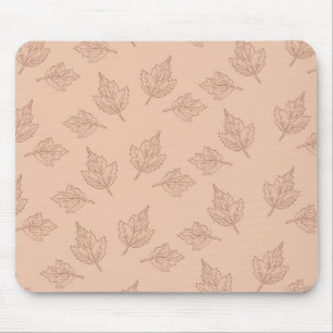 Brown Maple Leaves Vintage Line Leaf Pattern Mouse Pad