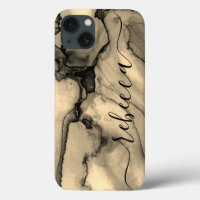 Brown Marble Abstract Personalised Script Name