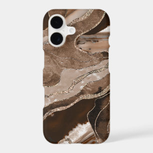 Brown Marble Agate Gold Glitter Glam #1