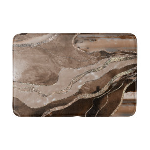 Brown Marble Agate Gold Glitter Glam #1 Bath Mat