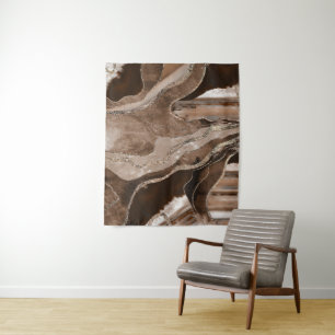 Brown Marble Agate Gold Glitter Glam #1  Tapestry