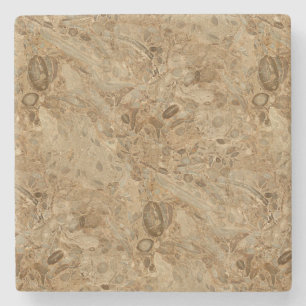 Brown Marble Fossil Look Stone Coaster