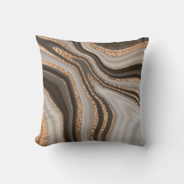 Brown Marble Gold Vintage Design Cushion (Front)