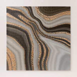 Brown Marble Gold Vintage Design Jigsaw Puzzle