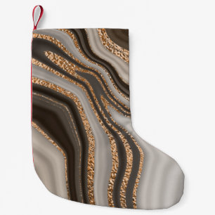 Brown Marble Gold Vintage Design Small Christmas Stocking