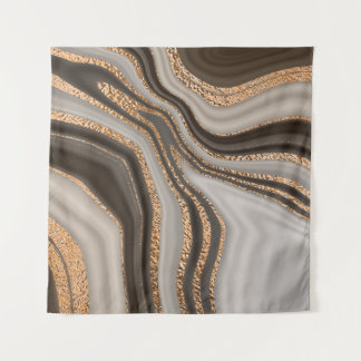 Brown Marble Gold Vintage Design Tapestry