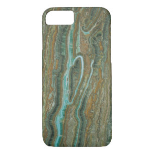 Brown Marble Light Blue Accents iPhone 8/7 Case
