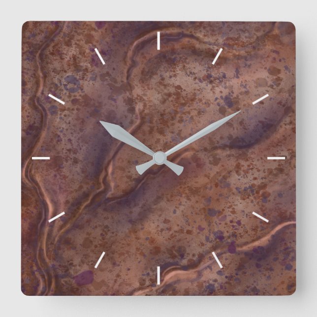 Brown Marble Pattern Wall Clock (Front)