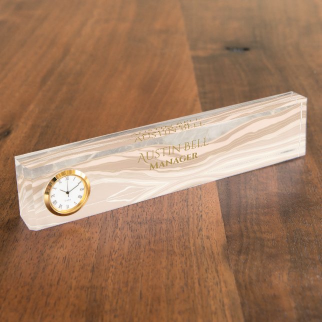 Brown Marble Personalised  Nameplate (Side)