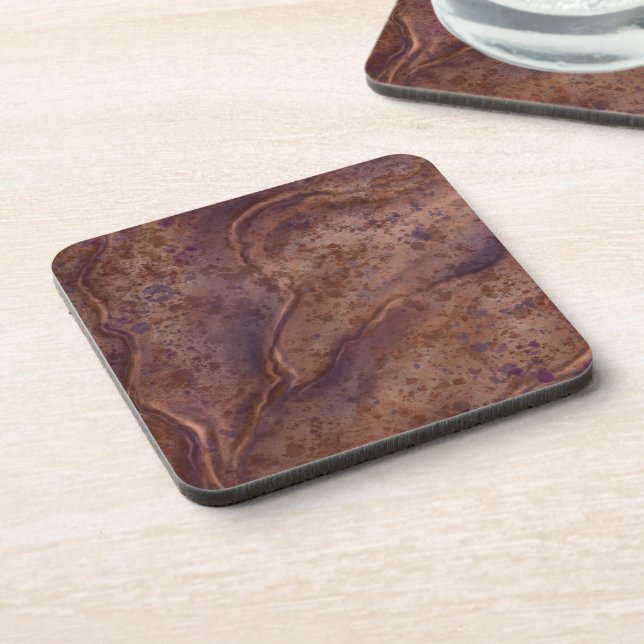 Brown Marble Print Coaster Set Gift (Left Side)