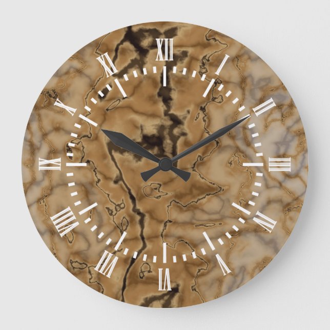 Brown Marble Texture Large Clock (Front)