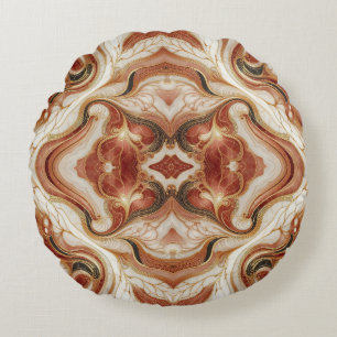 Brown Marble With Gold Trim Round Cushion