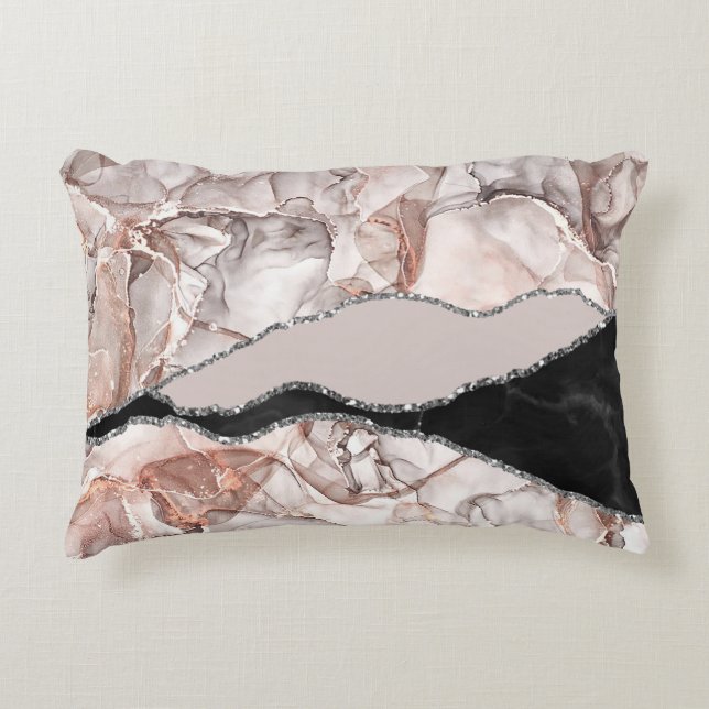 Brown Marble With Silver Line And Sparkle Decorative Cushion (Front)
