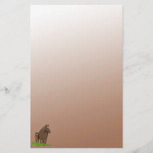 Brown Mare and Foal Horse Stationery