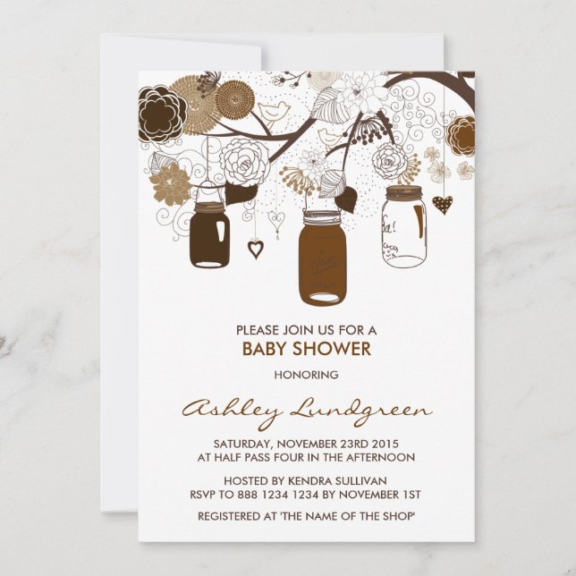 Brown Mason Jars Fall Baby Shower Invitation (Front)
