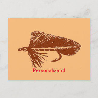 Brown Matuka streamer, fly fishing, fly tying art Holiday Postcard