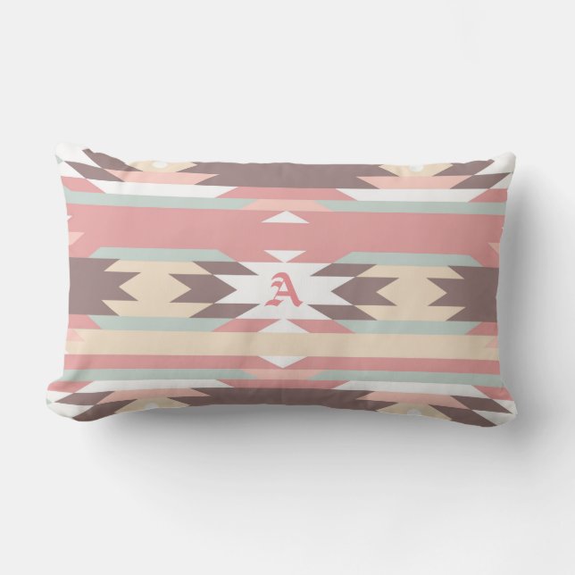 Brown, Mauve & Green Aztec, Southwestern Pillow (Front)