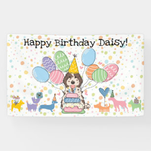 Brown Merle Cockapoo Cavapoo Dog Birthday Party Banner