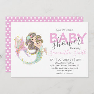 Brown MERMAID BABY SHOWER Under the sea Announcement