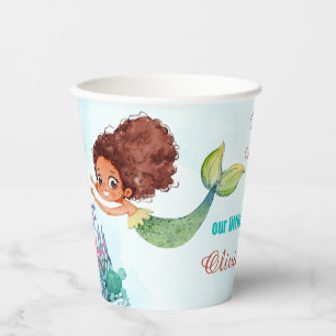 Brown Mermaid Two the Sea Girls 2nd Birthday Paper Cups