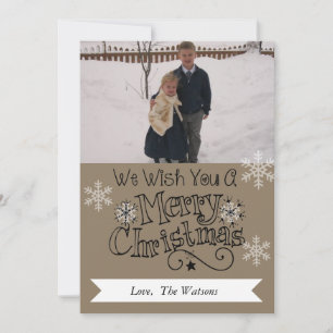 Brown Merry Christmas Photo Holiday Card