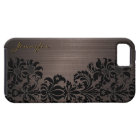 Brown Metallic Brushed Aluminium & Floral Damasks