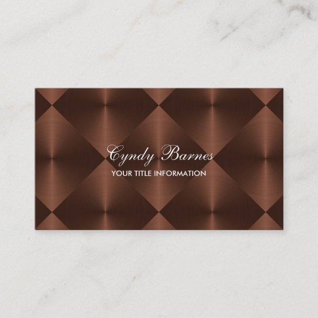 Brown Metallic Look Diamond Tiles Business Card (Front)