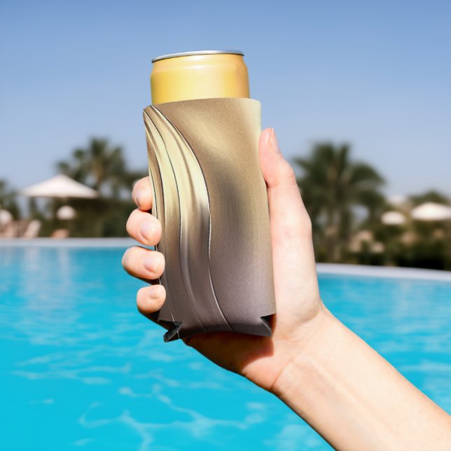 Brown metallic textured seltzer can cooler (In Situ Pool)