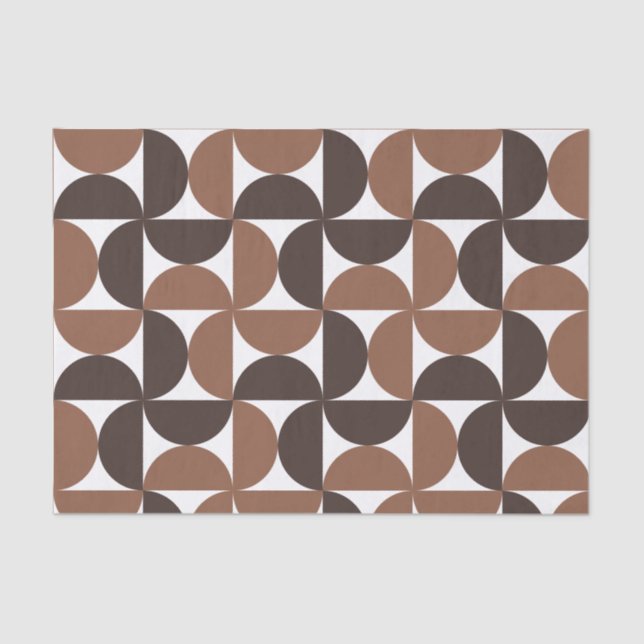 Brown Mid Century Modern Pattern Tissue Paper (Front)