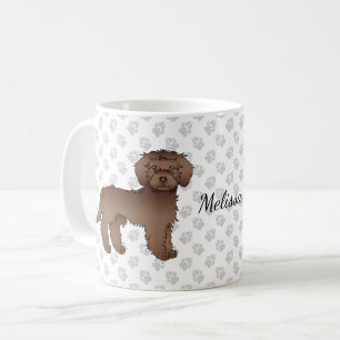 Brown Mini Goldendoodle Cartoon Dog & Name Coffee Mug