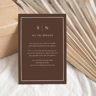 Brown Minimal Chic Border Wedding Guest Details Enclosure Card