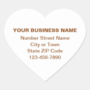 Brown Minimal Plain Texts of Brand on White Heart Sticker