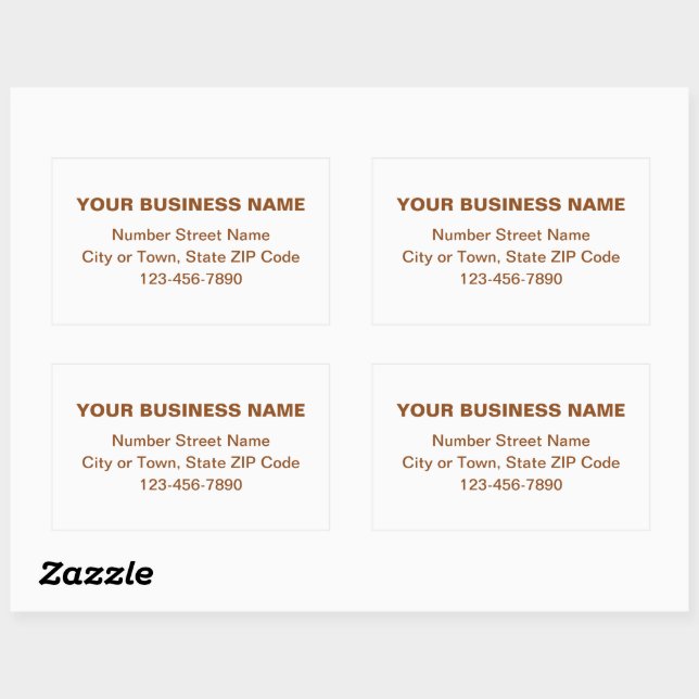 Brown Minimal Plain Texts of Brand on White Rectangular Sticker (Sheet)
