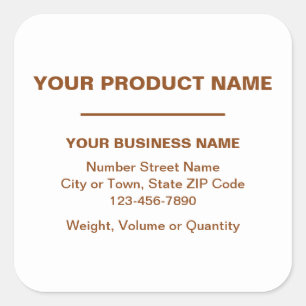 Brown Minimal Plain Texts of Product on White Square Sticker