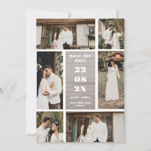 Brown Minimalist 6-Photo Save The Date Card