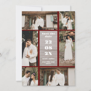 Brown Minimalist 6-Photo Save The Date Card