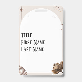 Brown Minimalist Boho Notes Customisable ID Badge