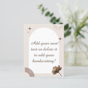Brown Minimalist Boho Notes Customisable Postcard
