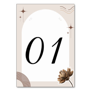 Brown Minimalist Boho Notes Customisable Table Number