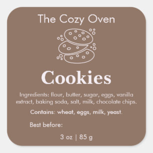 Brown Minimalist Cookie Bakery Label Sticker