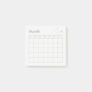 Brown Minimalist Monthly Planner Calendar Post-it Notes