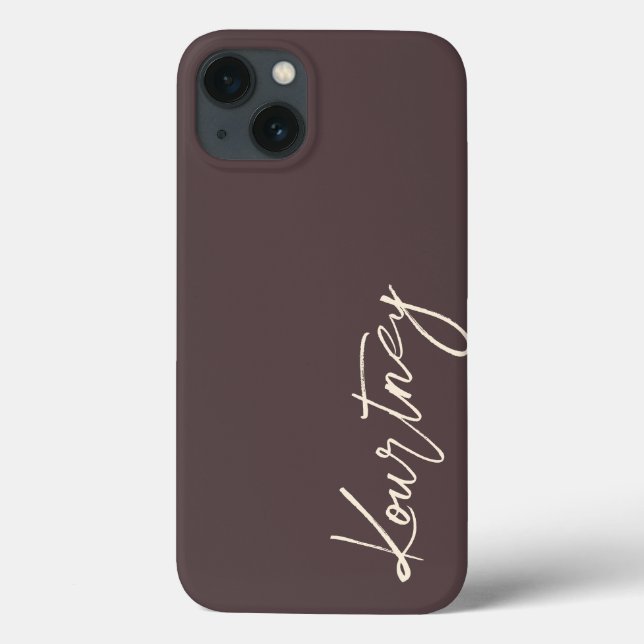 Brown Minimalist Script Name Personalised  Case-Mate iPhone Case (Back)