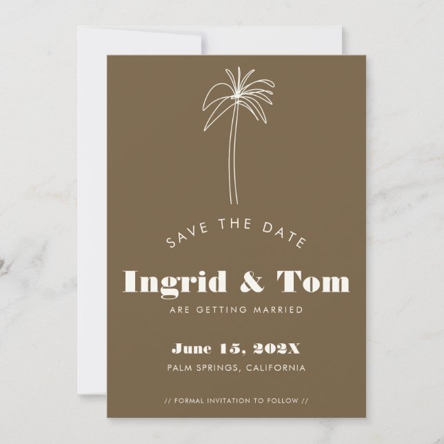Brown Minimalist Tropics Save The Date (Front)