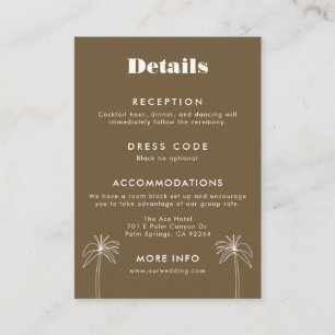Brown Minimalist Tropics Wedding Enclosure Card