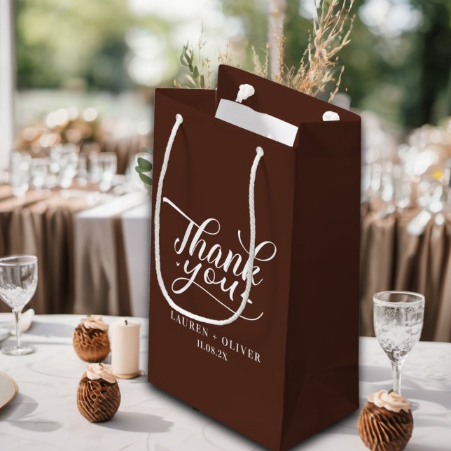 Brown | Minimalist Wedding Thank You Small Gift Bag (Creator Uploaded)